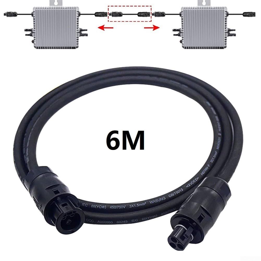 Cable de extensión solar BC01 de 6 metros, cable de goma resistente para inversor de amarre de rejilla, uso en exteriores
