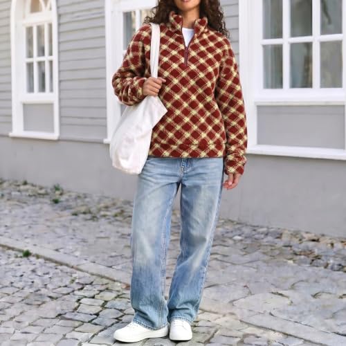Womens Sherpa Sweatshirt Winter Warm Jackets Mock Neck Fuzzy Pullover Top - image 3