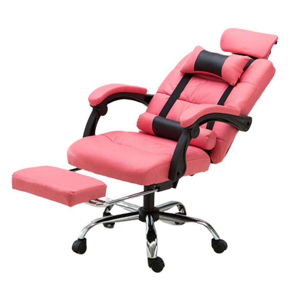 Sedia da Ufficio Sedia da Ufficio, ergonomica con poggiapiedi Sedia Girevole reclinabile per Computer Sedia da Massaggio per la casa Sedia per la Formazione(Rosa