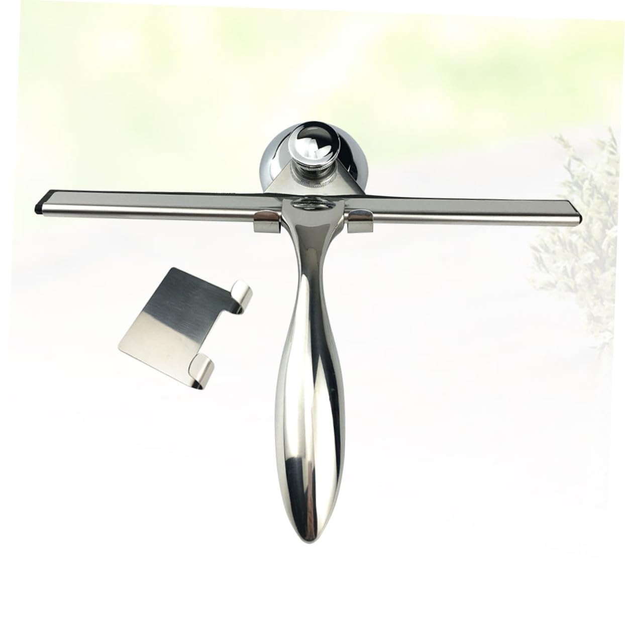 3 Piezas Rasqueta de Baño Acero Inoxidable con Ventosa y Soporte Limpiacristales para Mampara Ducha Ventana y Azulejos Mango Ergonómico y Goma Resistente al Calor