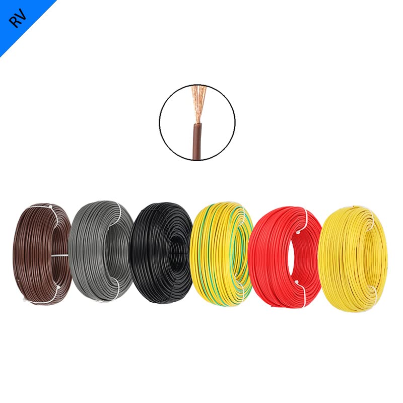 100 metros/lote cable electrónico RV 22/20 AWG cable flexible ignífugo de PVC de cobre puro multihilo de núcleo único línea LED DIY (Color : Black 100m, Size : 22 AWG)