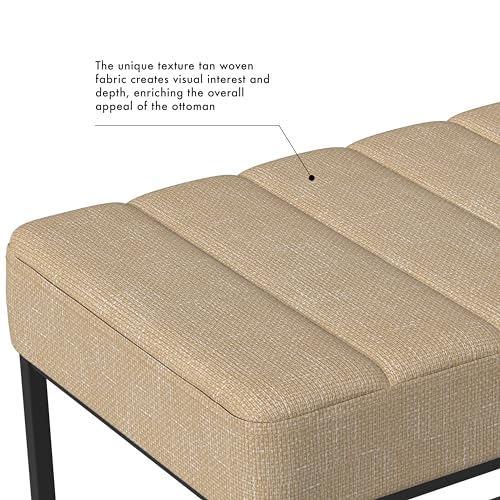 Image of HomePop 22 inch Theodore Channel Tufted Ottoman - Light Tan Textured Solid