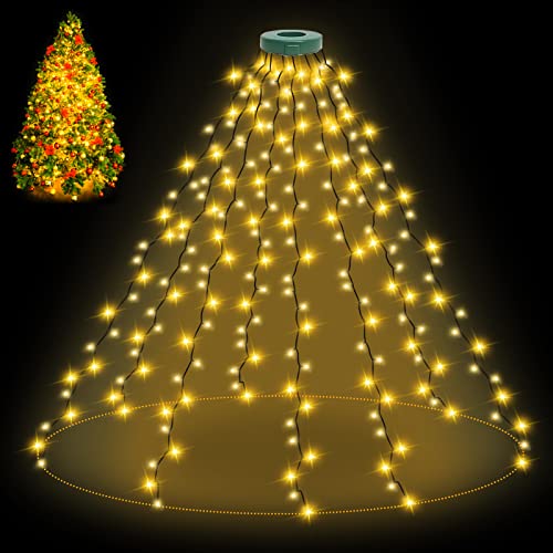 BOLWEO Christbaumbeleuchtung mit Ring 2m 280LED mit 8 Girlanden...