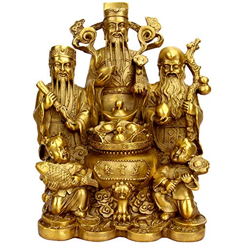 Fashion158 Bring in wealth Home office TOP Money Drawing efficacious Mascot # FU-LU-SHOU treasure Cornucopia FENG SHUI Brass statue