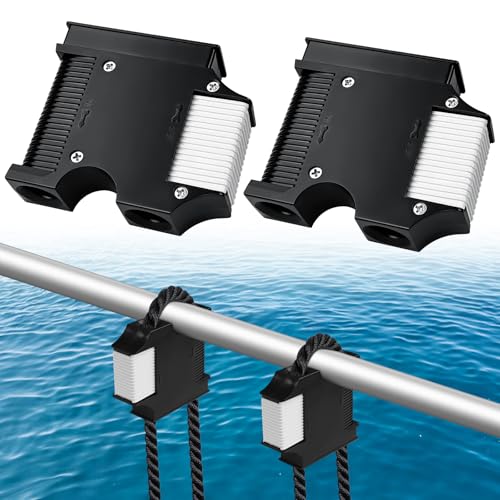 ONTISIV Boat Fender Hanger Boat Rail and Cleat Fender Clips 2 Pack Black Quick Connect Fender Lines Bumper Adjuster Fits 1/4 - 1/2 Fender Lines Rails up to 1
