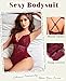 Avidlove Womens Lingeries Sexy Lingerie Red Naughty Lace Body Suits One Piece Teddy Valentines (Purple Red,L)