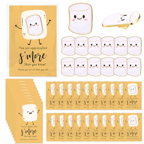 Image of Zeyune Employee Appreciation Gifts Thank You Marshmallow Lapel Pins Cards with Opp Bags Inspiration Team Thank You Pin for Coworkers Staff Teacher Office
