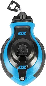 OX Tools OX-P027731 Chalk Line - 100' Thick Line, Curved Hook, 6:1 Gear Ratio, Metal Handle, Easy Top Load, Ergonomic Shape & Rubber Grips - Ideal for Deck Builders, Framers, Roofers