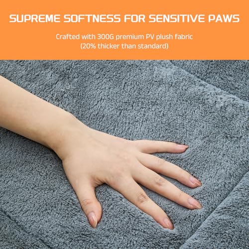 Image of Washable Dog Crate Bed Mat for Medium /Large Dogs - All-Season Comfort with Ultra-Soft Flannel & Heavy-Duty Support (Gray, 36''L*23''W)