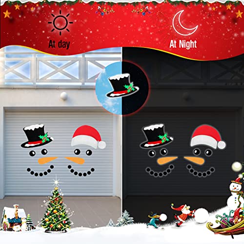 Boribim Christmas Garage Door Decorations - 22 Pcs Xmas Magnetic Reflective Snowman Face Garage Door Mural - Christmas Door Decor Snowman Magnets Sticker - Holiday And Christmas Car Decorations #TOP3