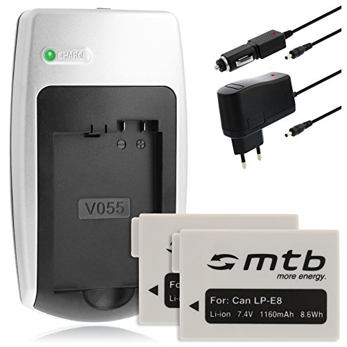 2x Batterie + Caricabatterie per CANON LP-E8 - vedere elenco di compatibilità