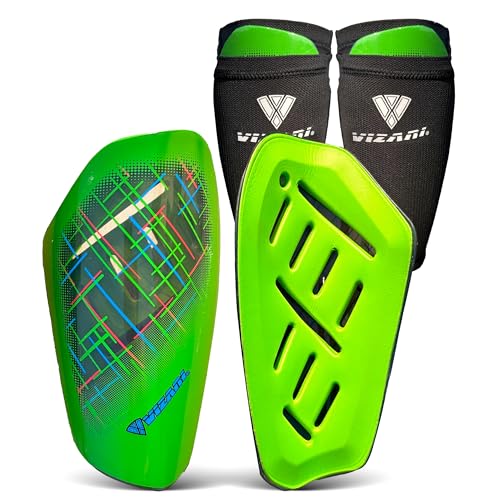 Vizari Soquel Soccer Shin Guards, Medium, Green/Black