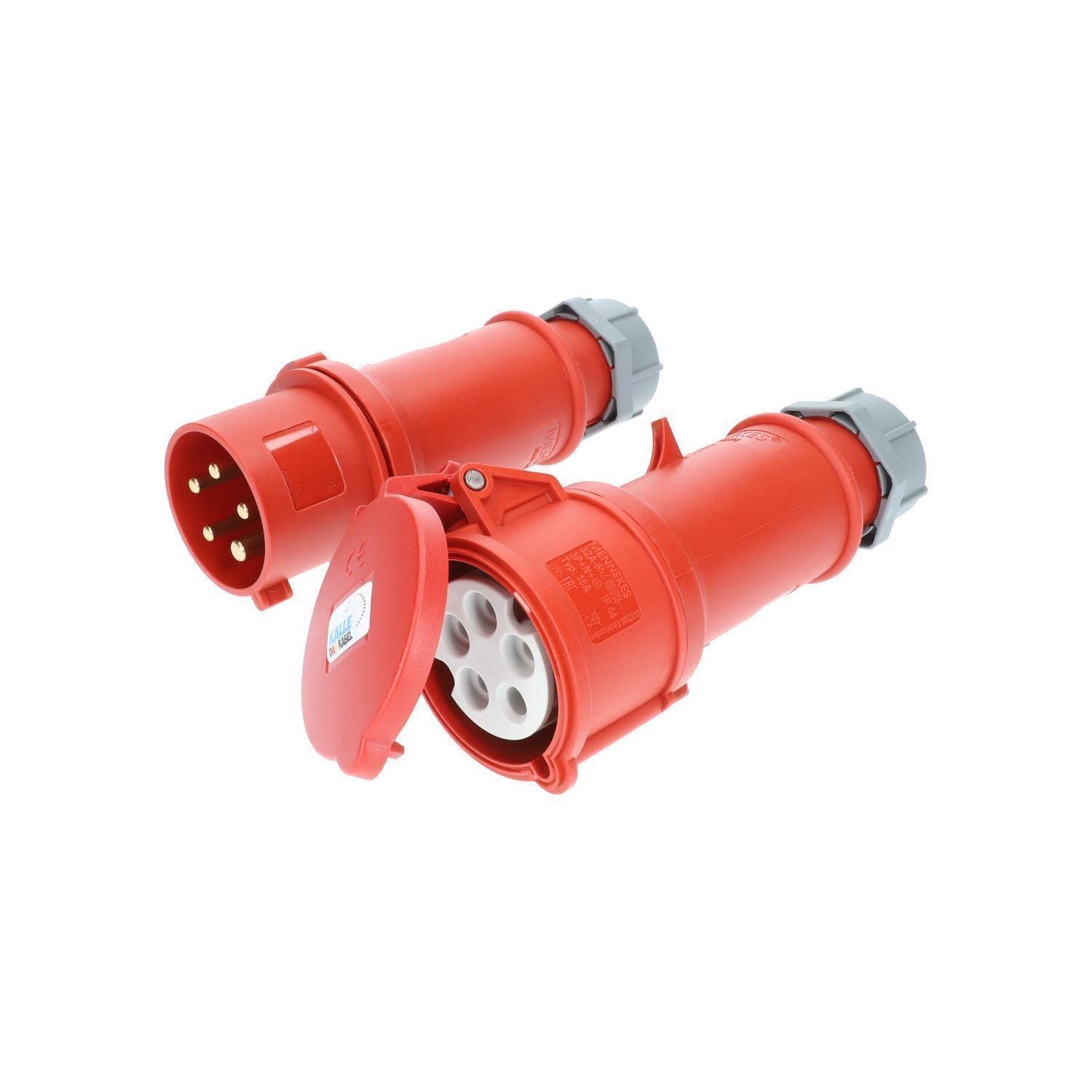 KALLE DAS KABEL CEE 400V Verlängerung Kraftstromkabel Starkstromkabel 32A H07RN-F 5G 6,0mm² mit Phasenwender 30 Meter