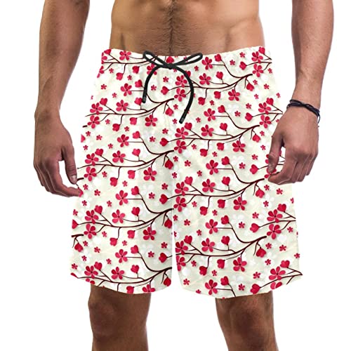 Maillots de bain pour hommes HadHfun à motif fleurs de cerisier rose