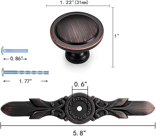 Miniatura 9 de Aandxomk - Juego de 10 pomos de níquel cepillado para gabinete de cocina de 1.22 pulgadas, herrajes para gabinete, oficina, baño, tocador, cajón,