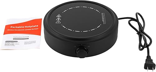 Miniatura 6 de Mini estufa eléctrica, placa caliente portátil de 700 W, 110 V, estufa eléctrica para hervir agua, hacer té y café, 8 x 2.8 pulgadas (negro)
