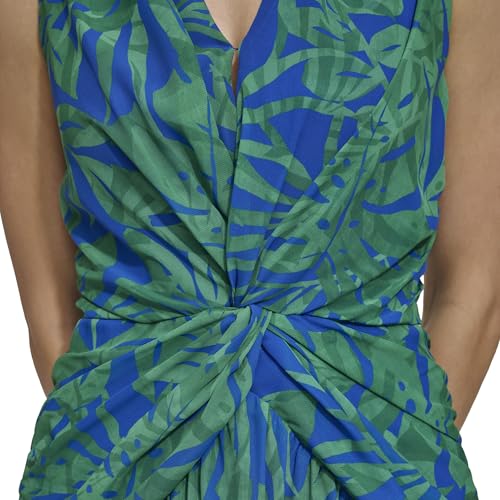 Image of DKNY Womens V-Neck Twist Front Sleeveless Dress