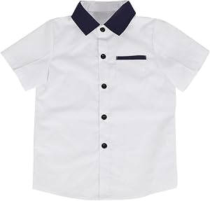 XINYUNZU Hemd Jungen Kurzarm Baumwolle Kurzarmhemd mit Tasche Boys Shirt Button Down Freizeithemd Leichte Sommerhemd Stehkragenhemd Kinder Sommer Hemden für 3-11 Jahre Alt