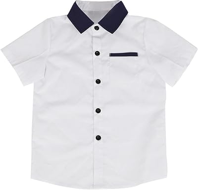 XINYUNZU Hemd Jungen Kurzarm Baumwolle Kurzarmhemd mit Tasche Boys Shirt Button Down Freizeithemd Leichte Sommerhemd Stehkragenhemd Kinder Sommer Hemden für 3-11 Jahre Alt