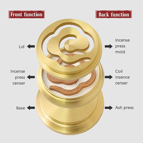3 in 1 Mini Brass Incense Burner and Ash Press - DIY Incense Making Tool Kit for Fragrance Accessories