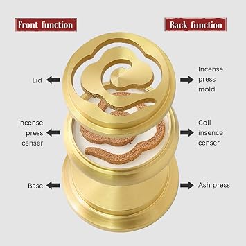 3 in 1 Mini Brass Incense Burner and Ash Press - DIY Incense Making Tool Kit for Fragrance Accessories