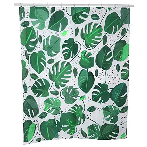 Cortina de baño a Prueba de Agua Cortina de baño Cortina de Ducha con 12 Ganchos Accesorio de decoración de baño(180cm×180cm-Patrón de Hojas) Cover
