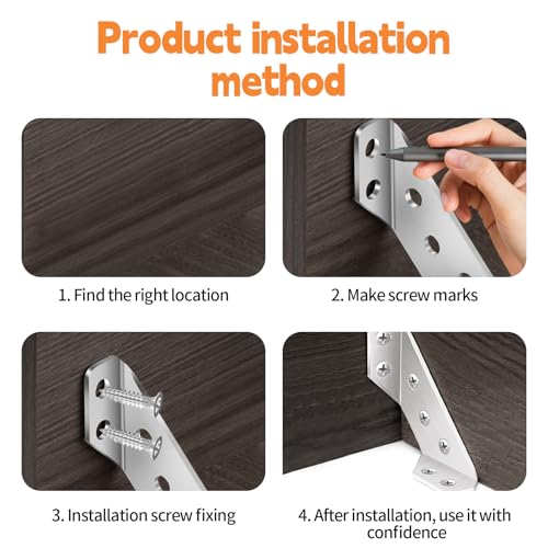 60 Stück Eckwinkel, Metall Eckverbinder Möbelbau mit 240 Schrauben und Schraubendreher Winkel Edelstahl Dreieck Form Ecke Klammer Dreiecksstütze Möbelverbinder für Schrank Tisch Stuhl