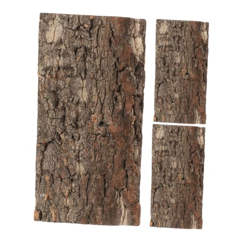 VANZACK Cork Bark Reptile Background Board 3pcs Natural Habitat Decor Real Bark Material Reptile Tank Decor Turtle Platform