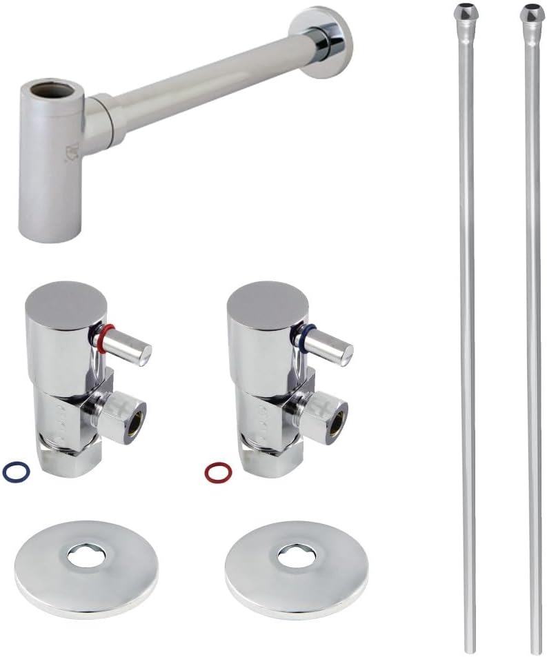 Kingston Brass CD53307DLLKB30 Trimscape Modern Plumbing Sink Trim Kit with Bottle Trap in Brushed Brass