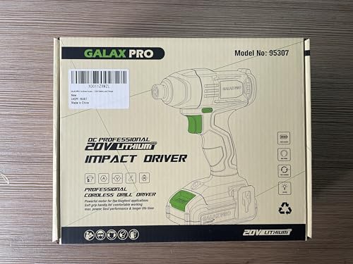 GALAX PRO Cordless Impact Driver 20V, Variable Speed (0-2800RPM),with LED Work Light, 6pcs Screwdriver Bits, 1.3Ah Battery and Charger 8 GALAX PRO Cordless Impact Driver 20V, Variable Speed (0-2800RPM),with LED Work Light, 6pcs Screwdriver Bits, 1.3Ah Battery and Charger - Image 8