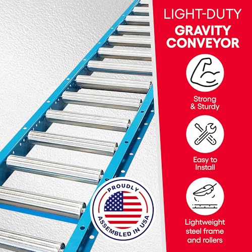 light-duty gravity conveyor with 1534 dia galvanized steel rollers 1234 wide 539 long steel frame on 634 centers ideal for distributionassembly areas such as table ladder bed boat - ultimation