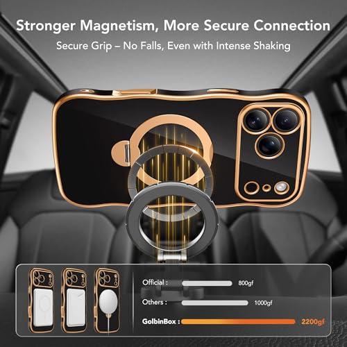 GolbinBox for iPhone 17 Pro Case with Magnetic Ring Stand and Wavy Edge - image 4