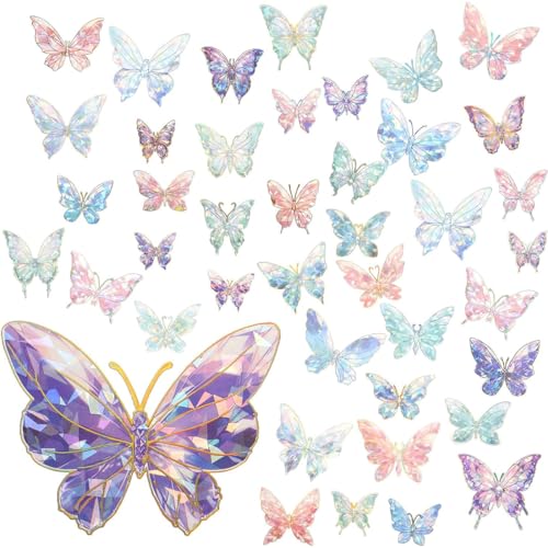 50 Pcs Autocollants Papillons, Stickers Scrapbooking, Imperméable Autocollant Papillon Coloré, pour ordinateur portable bagages de voyage valise bouteille d'eau...