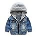 LAPLBEKE Cazadora Vaquera para Niños Jeans Larga Cremallera Chaqueta De Mezclilla Niñas con Capucha 18-24Mes
