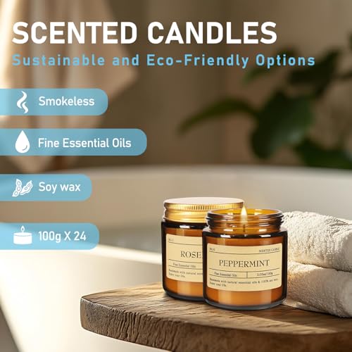 Image of 24-Pack 3.05oz Scented Candle Gift Sets - 12 scents Jars Natural Soy Wax for Women, Home Decoration and Elegant Occasions