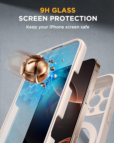 Image of Miracase for iPhone 16 Pro Max Case with 360 Magnetic Ring Stand [Compatible with Magsafe] Full-Body Drop Proof Bumper Phone Case with Built-in 9H Tempered Glass Screen Protector,Desert