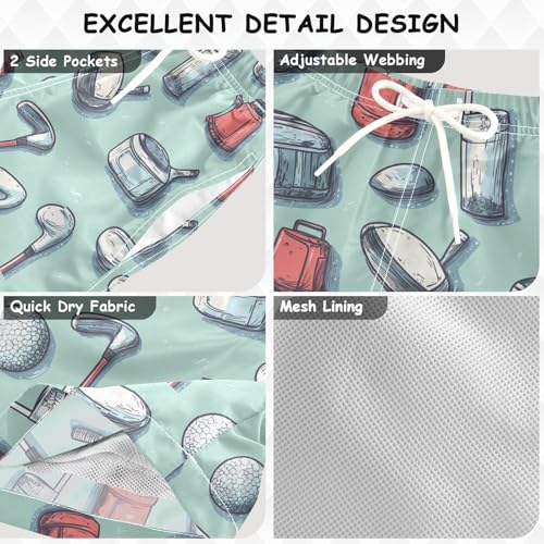 Pigsaly Boys' Swim Board Shorts Golf Sports Ball Boy's Swim Trunks Kids Swimwear 5T Multicolor3