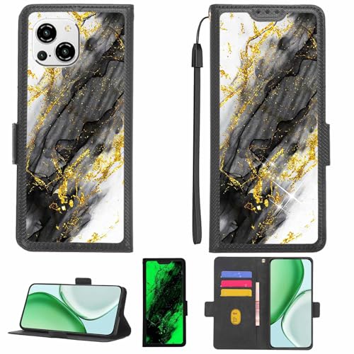 Aroepurt Case Compatible for Techpad X11 Phone Case Flip Cover [with Tempered Glass Screen Protector][RFID Blocking][Gold Glitter+Luminous] LPT-HDL