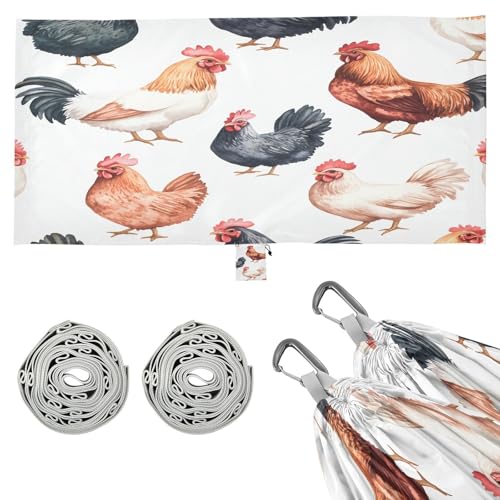 Haskirky Watercolor Roosters Camping Hammock, Single Portable Hammocks with Tree Straps & Attached Carry Bag, 330Lbs Capacity Perfect for Outside Indoor Hiking Beach Backpack Travel