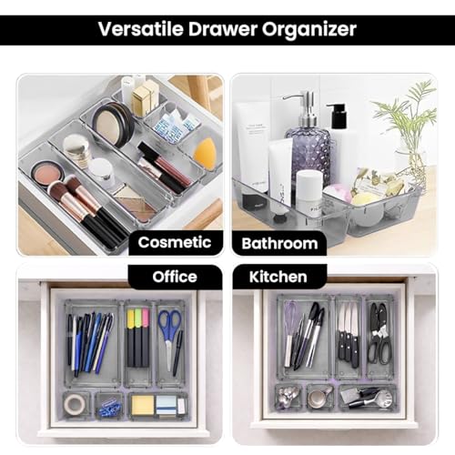 Image of ALOXE Drawer Organizer Makeup Organizer Box Black Multipurpose Drawer Organisers Storage Box For Cosmetic, Jewellery, Office, Kitchen Items (20 Pcs)