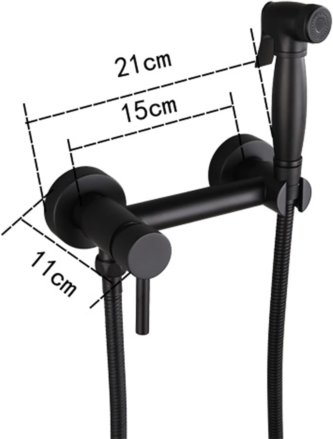 Toilet Black Handheld Bidet Sprayer with 1 5m Stainless Steel Hose Wall Mount Brass Hot and Cold Toilet — view 3