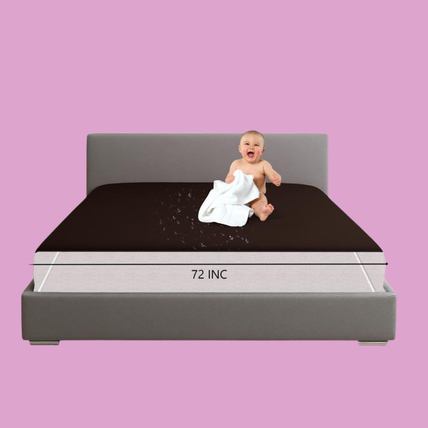King Size Mattress Protector Brown Waterproof Cotton Terry Soft Bed Cover-image-11