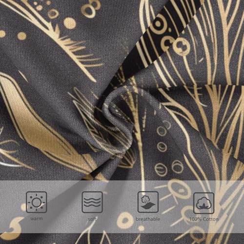 Gold Black Feathers Pattern Little Boys Cotton Kids Underwear Cute Children Panties3