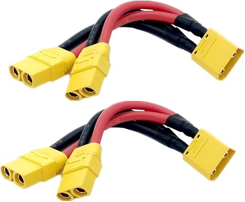 2 unidades de cable conector paralelo XT90 XT-90, divisor de enchufe calibre 10, cable Y de 3.937 in para monopatín eléctrico Sola, tarot T-18,