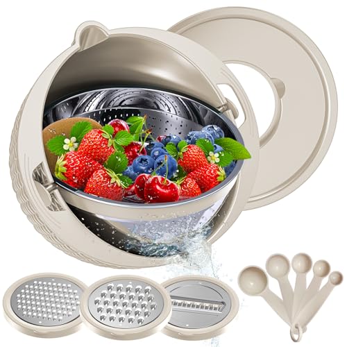 Balavina BG01 4-1 Colander With Bowl Set - Colander Bowl With Measuring Spoons - Fruit Strainer Bowl, Colanders & Food Strainers Stainless Steel thumb #7
