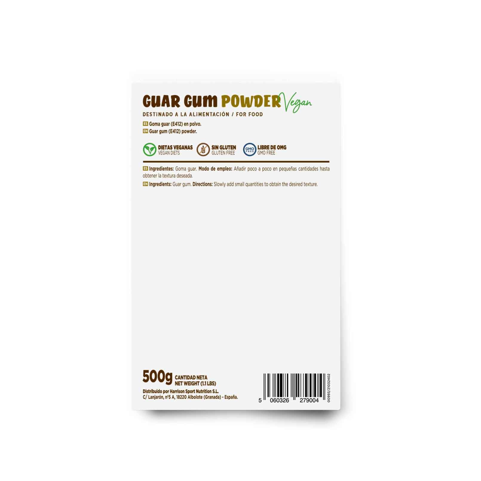 Goma Guar en Polvo 500g Sin Sabor Espesante Natural Vegano No-GMO Sin Gluten