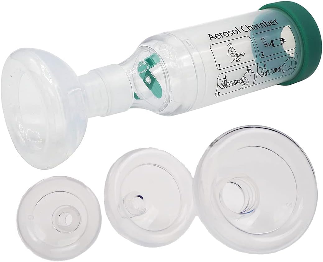 Cat/Dog Inhaler Aerosol Chamber with Breathing Indicator Silicone Mask,Spacer Asthma (Bag A with Masks 012)