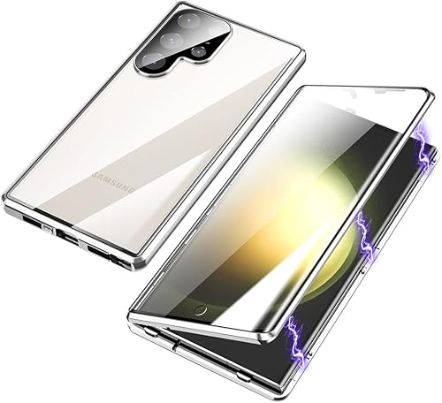 Funda para Samsung Galaxy S23 Ultra, protección de cuerpo completo de 360 grados con bloqueo de seguridad, absorción magnética, parachoques de metal