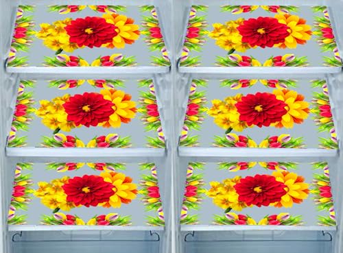 Image of DakshyaIndustries Pack of 6 PVC Printed Fridge Mat /Refrigerator Mat (Red)