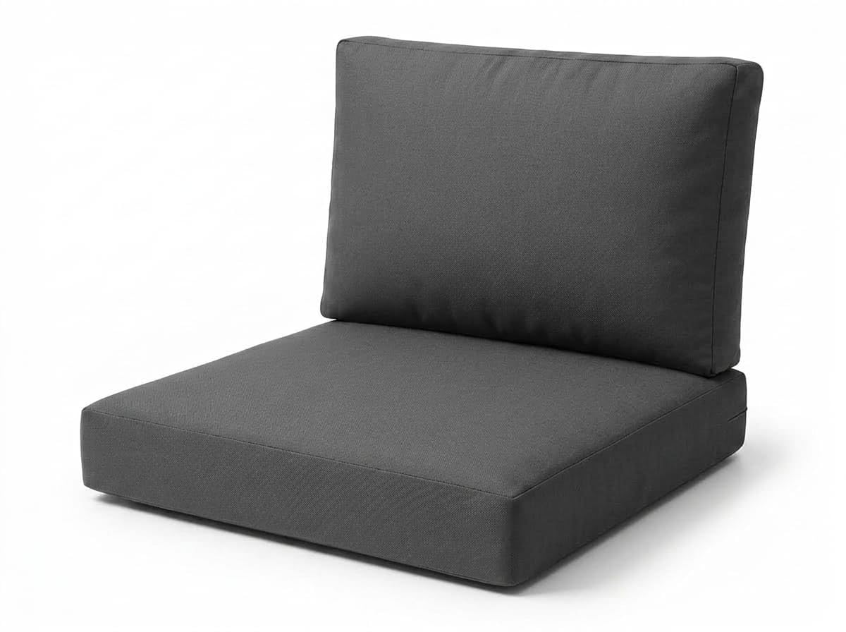 Rattan Garden Furniture Cushions Set – High-Density Foam Support, Outdoor Replacement Cushions for Patio Sofa & Conservatory – Water Resistant Covers (Charcoal, 4Pc (2x Seat + 2x Back))